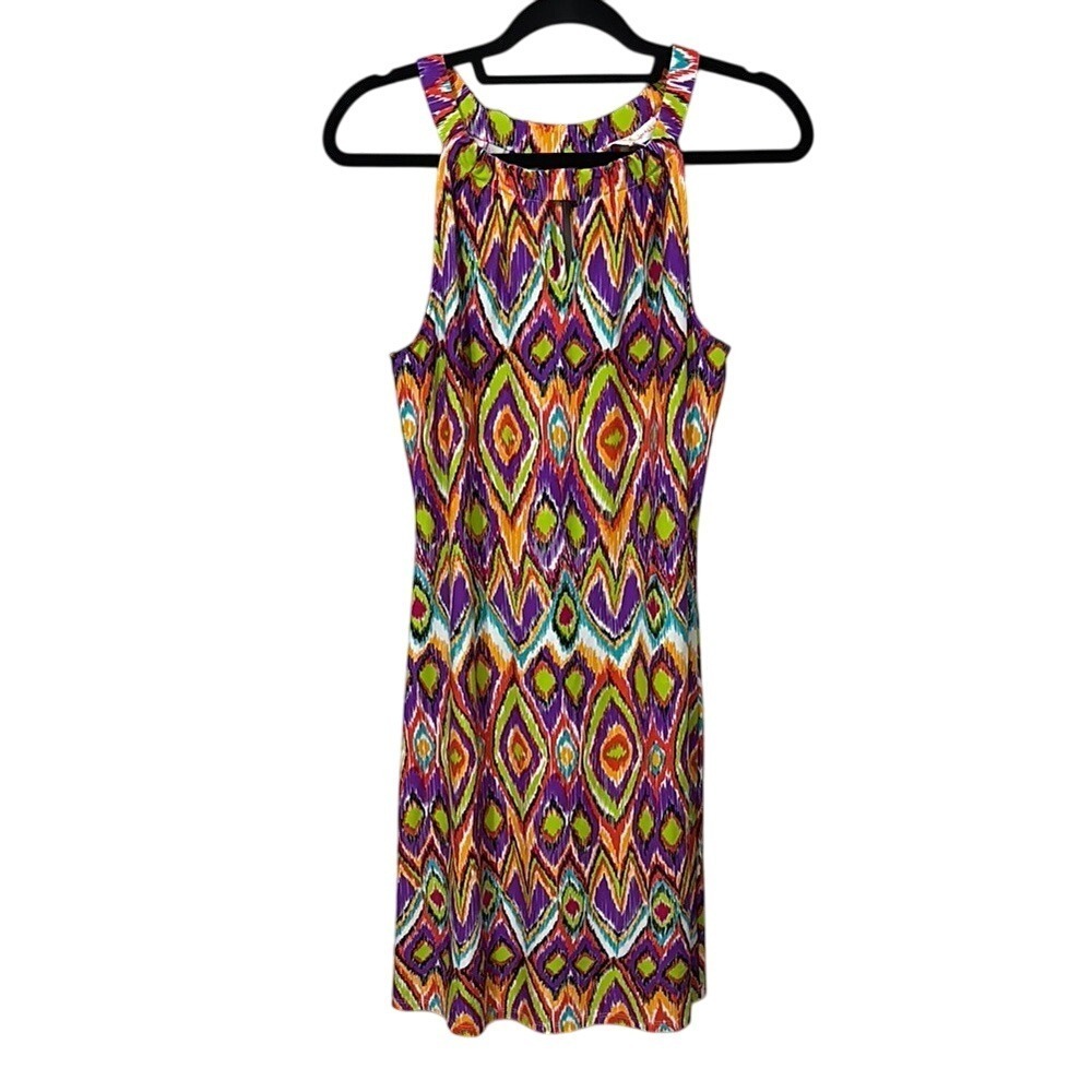 Jude Connally Yellow‎ and Purple Sleeveless Halter Mini Dress Lisa